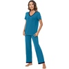 image:imageWiWi Bamboo Viscose Pajamas for Women Super Soft Short Sleeve Pajama Set with Pants Cooling Pjs Lightweight Loungewear SXXLBteal Blue