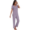 image:imageWiWi Bamboo Viscose Pajamas for Women Super Soft Short Sleeve Pajama Set with Pants Cooling Pjs Lightweight Loungewear SXXLBviolet