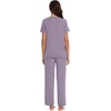 image:imageWiWi Bamboo Viscose Pajamas for Women Super Soft Short Sleeve Pajama Set with Pants Cooling Pjs Lightweight Loungewear SXXLBviolet