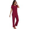 image:imageWiWi Bamboo Viscose Pajamas for Women Super Soft Short Sleeve Pajama Set with Pants Cooling Pjs Lightweight Loungewear SXXLBwine