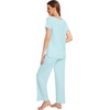 image:imageWiWi Bamboo Viscose Pajamas for Women Super Soft Short Sleeve Pajama Set with Pants Cooling Pjs Lightweight Loungewear SXXLCaqua