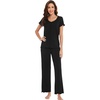 image:imageWiWi Bamboo Viscose Pajamas for Women Super Soft Short Sleeve Pajama Set with Pants Cooling Pjs Lightweight Loungewear SXXLCblack