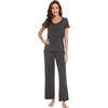 image:imageWiWi Bamboo Viscose Pajamas for Women Super Soft Short Sleeve Pajama Set with Pants Cooling Pjs Lightweight Loungewear SXXLCiron Grey