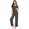 image:imageWiWi Bamboo Viscose Pajamas for Women Super Soft Short Sleeve Pajama Set with Pants Cooling Pjs Lightweight Loungewear SXXLCiron Grey