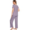 image:imageWiWi Bamboo Viscose Pajamas for Women Super Soft Short Sleeve Pajama Set with Pants Cooling Pjs Lightweight Loungewear SXXLCviolet