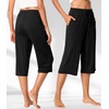 image:imageWiWi Bamboo Viscose womens capri pants Wide Leg Pajama Super Soft Lounge knit Sleep shorts Cooling Pj Bottoms SXXLAblack