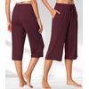 image:imageWiWi Bamboo Viscose womens capri pants Wide Leg Pajama Super Soft Lounge knit Sleep shorts Cooling Pj Bottoms SXXLAbrownish Red