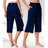image:imageWiWi Bamboo Viscose womens capri pants Wide Leg Pajama Super Soft Lounge knit Sleep shorts Cooling Pj Bottoms SXXLAnavy