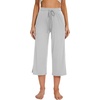 image:imageWiWi Bamboo Viscose womens capri pants Wide Leg Pajama Super Soft Lounge knit Sleep shorts Cooling Pj Bottoms SXXLBgrey