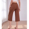 image:imageWiWi Bamboo Viscose womens capri pants Wide Leg Pajama Super Soft Lounge knit Sleep shorts Cooling Pj Bottoms SXXLCchocolate Brown