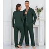 image:imageWiWi Couples Pajamas Set Women amp Men Super Soft Long Sleeve Sleepwear 1Pack Cool Bamboo Viscose PJs Set with Pockets SXXLBlackish Green
