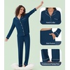 image:imageWiWi Couples Pajamas Set Women amp Men Super Soft Long Sleeve Sleepwear 1Pack Cool Bamboo Viscose PJs Set with Pockets SXXLInk Blue