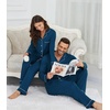 image:imageWiWi Couples Pajamas Set Women amp Men Super Soft Long Sleeve Sleepwear 1Pack Cool Bamboo Viscose PJs Set with Pockets SXXLInk Blue