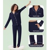 image:imageWiWi Couples Pajamas Set Women amp Men Super Soft Long Sleeve Sleepwear 1Pack Cool Bamboo Viscose PJs Set with Pockets SXXLNavy