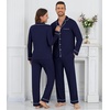 image:imageWiWi Couples Pajamas Set Women amp Men Super Soft Long Sleeve Sleepwear 1Pack Cool Bamboo Viscose PJs Set with Pockets SXXLNavy