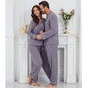 image:imageWiWi Couples Pajamas Set Women amp Men Super Soft Long Sleeve Sleepwear 1Pack Cool Bamboo Viscose PJs Set with Pockets SXXLPurplish Grey