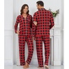 image:imageWiWi Couples Pajamas Set Women amp Men Super Soft Long Sleeve Sleepwear 1Pack Cool Bamboo Viscose PJs Set with Pockets SXXLRed Buffalo Plaid