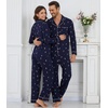 image:imageWiWi Couples Pajamas Set Women amp Men Super Soft Long Sleeve Sleepwear 1Pack Cool Bamboo Viscose PJs Set with Pockets SXXLSkiing on Navy