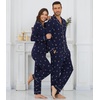 image:imageWiWi Couples Pajamas Set Women amp Men Super Soft Long Sleeve Sleepwear 1Pack Cool Bamboo Viscose PJs Set with Pockets SXXLSkiing on Navy