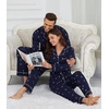 image:imageWiWi Couples Pajamas Set Women amp Men Super Soft Long Sleeve Sleepwear 1Pack Cool Bamboo Viscose PJs Set with Pockets SXXLSkiing on Navy