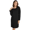 image:imageWiWi Long Sleeve Bamboo Viscose Nightgowns for Women Soft Cooling Lightweight Sleep Night Dress for Women Sleepwear SXXLAblack