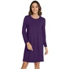 image:imageWiWi Long Sleeve Bamboo Viscose Nightgowns for Women Soft Cooling Lightweight Sleep Night Dress for Women Sleepwear SXXLAdark Purple