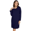 image:imageWiWi Long Sleeve Bamboo Viscose Nightgowns for Women Soft Cooling Lightweight Sleep Night Dress for Women Sleepwear SXXLAnavy