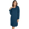 image:imageWiWi Long Sleeve Bamboo Viscose Nightgowns for Women Soft Cooling Lightweight Sleep Night Dress for Women Sleepwear SXXLApeacock Blue
