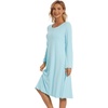 image:imageWiWi Long Sleeve Bamboo Viscose Nightgowns for Women Soft Cooling Lightweight Sleep Night Dress for Women Sleepwear SXXLBaqua