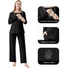 image:imageWiWi Maternity Pajamas 2 Piece Bamboo Viscose Nursing Pajamas for Women Breastfeeding for Hospital Daily Sleepwear SXXLBlack