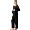 image:imageWiWi Maternity Pajamas 2 Piece Bamboo Viscose Nursing Pajamas for Women Breastfeeding for Hospital Daily Sleepwear SXXLBlack