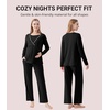 image:imageWiWi Maternity Pajamas 2 Piece Bamboo Viscose Nursing Pajamas for Women Breastfeeding for Hospital Daily Sleepwear SXXLBlack