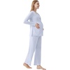 image:imageWiWi Maternity Pajamas 2 Piece Bamboo Viscose Nursing Pajamas for Women Breastfeeding for Hospital Daily Sleepwear SXXLCream Blue