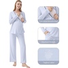 image:imageWiWi Maternity Pajamas 2 Piece Bamboo Viscose Nursing Pajamas for Women Breastfeeding for Hospital Daily Sleepwear SXXLCream Blue