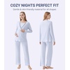 image:imageWiWi Maternity Pajamas 2 Piece Bamboo Viscose Nursing Pajamas for Women Breastfeeding for Hospital Daily Sleepwear SXXLCream Blue