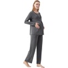 image:imageWiWi Maternity Pajamas 2 Piece Bamboo Viscose Nursing Pajamas for Women Breastfeeding for Hospital Daily Sleepwear SXXLDark Heather Grey