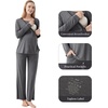 image:imageWiWi Maternity Pajamas 2 Piece Bamboo Viscose Nursing Pajamas for Women Breastfeeding for Hospital Daily Sleepwear SXXLDark Heather Grey