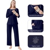 image:imageWiWi Maternity Pajamas 2 Piece Bamboo Viscose Nursing Pajamas for Women Breastfeeding for Hospital Daily Sleepwear SXXLNavy