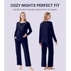 image:imageWiWi Maternity Pajamas 2 Piece Bamboo Viscose Nursing Pajamas for Women Breastfeeding for Hospital Daily Sleepwear SXXLNavy