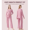 image:imageWiWi Maternity Pajamas 2 Piece Bamboo Viscose Nursing Pajamas for Women Breastfeeding for Hospital Daily Sleepwear SXXLPurple Powder