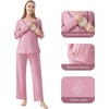 image:imageWiWi Maternity Pajamas 2 Piece Bamboo Viscose Nursing Pajamas for Women Breastfeeding for Hospital Daily Sleepwear SXXLPurple Powder
