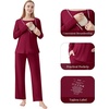 image:imageWiWi Maternity Pajamas 2 Piece Bamboo Viscose Nursing Pajamas for Women Breastfeeding for Hospital Daily Sleepwear SXXLWine