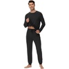 image:imageWiWi Mens Bamboo Viscose Pajama Sets Super Soft Long Sleeve Sleepwear Loungewear Cooling Pjs with Pockets Drawstring SXXLAblack