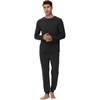 image:imageWiWi Mens Bamboo Viscose Pajama Sets Super Soft Long Sleeve Sleepwear Loungewear Cooling Pjs with Pockets Drawstring SXXLAblack