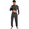 image:imageWiWi Mens Bamboo Viscose Pajama Sets Super Soft Long Sleeve Sleepwear Loungewear Cooling Pjs with Pockets Drawstring SXXLAcharcoal Heather