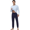 image:imageWiWi Mens Bamboo Viscose Pajama Sets Super Soft Long Sleeve Sleepwear Loungewear Cooling Pjs with Pockets Drawstring SXXLAlight BlueSkiing on Navy