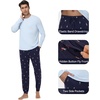 image:imageWiWi Mens Bamboo Viscose Pajama Sets Super Soft Long Sleeve Sleepwear Loungewear Cooling Pjs with Pockets Drawstring SXXLAlight BlueSkiing on Navy