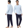 image:imageWiWi Mens Bamboo Viscose Pajama Sets Super Soft Long Sleeve Sleepwear Loungewear Cooling Pjs with Pockets Drawstring SXXLAlight BlueSkiing on Navy