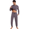 image:imageWiWi Mens Bamboo Viscose Pajama Sets Super Soft Long Sleeve Sleepwear Loungewear Cooling Pjs with Pockets Drawstring SXXLAmisty Grey