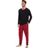 image:imageWiWi Mens Bamboo Viscose Pajama Sets Super Soft Long Sleeve Sleepwear Loungewear Cooling Pjs with Pockets Drawstring SXXLBblackred Plaid